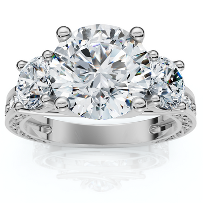 Certified 3.40Ct Round Cut Diamond Engagement Ring 14k Gold Lab Grown