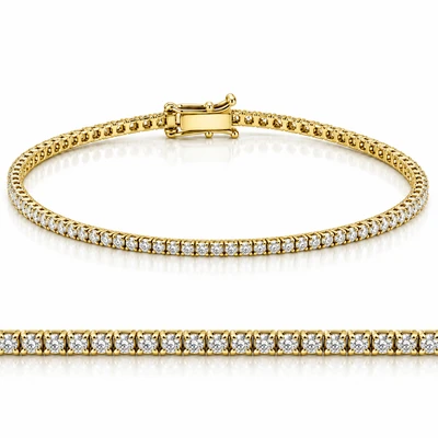 2 Ct Lab Grown Diamond Tennis Bracelet 7" 14k Yellow Gold