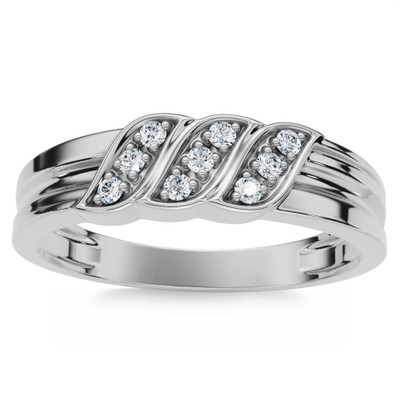 Men's Diamond Ring 14k Gold Wedding Ring 9-Stone Lab Grown
