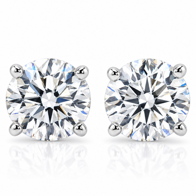 5/8ct Round Diamond Excellent Studs Screw Backs 14k White Gold Lab Grown
