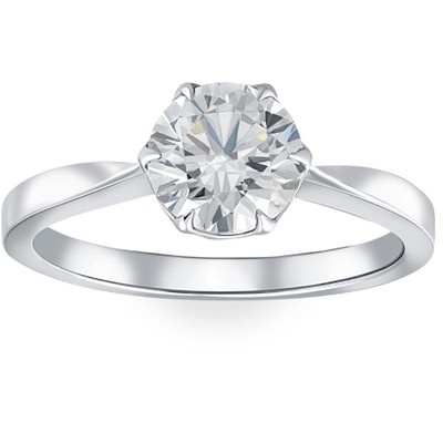 1 1/2Ct Solitaire Lab Grown Round Diamond Engagement Ring 14k Gold & Platinum