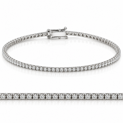 2ct TW Lab Grown Round Brilliant Cut Diamond Tennis Bracelet 14K White Gold 7"