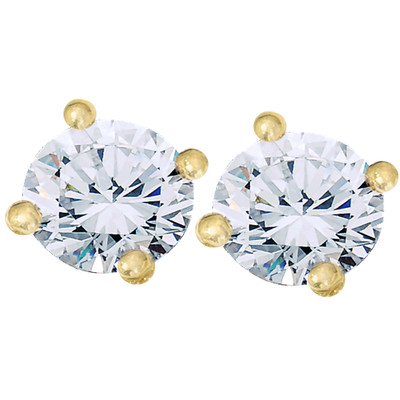 VVS 2 Ct 14k Yellow Gold Moissanite Screw Back Studs 6mm