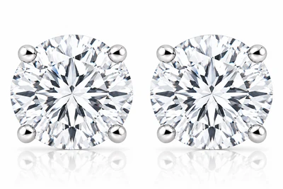 6 Ct TW Round Moissanite Studs in 14k White Gold