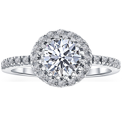 2 Ct Diamond & Moissanite Halo Engagement Ring 14k White Gold