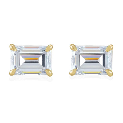 1/2 Ct Emerald Cut Moissanite Studs | 14k White or Yellow Gold