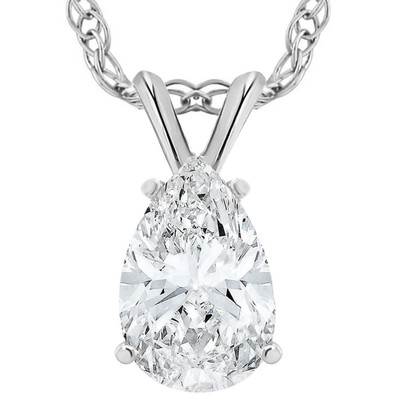 3 Ct Pear Shape Solitaire Moissanite Pendant 14k White Gold Womens Necklace