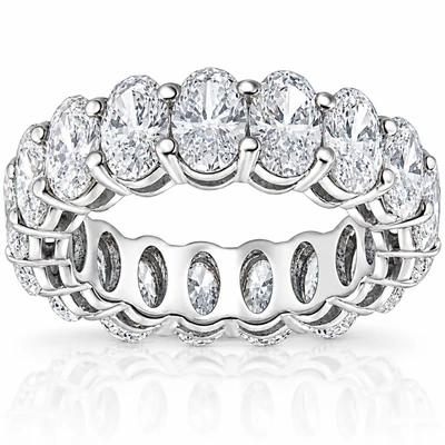 6 Ct Oval Moissanite Eternity Ring Womens Wedding Band 10k White Gold