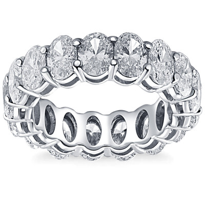 6 Ct Oval Eternity Ring Womens Wedding Band 10k White Gold