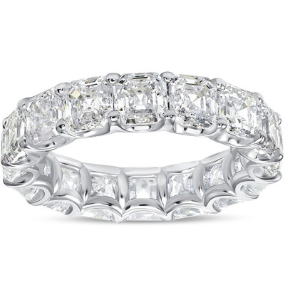 10 1/2 Ct Asscher Cut Moissanite Eternity Ring Wedding Band 10k Gold