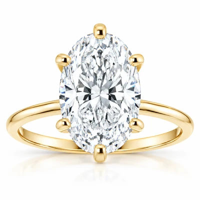 3 Ct Oval Moissanite Solitaire Engagement Ring 14k Yellow Gold