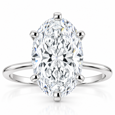 3 Ct Oval Moissanite Solitaire Engagement Ring 14k White Gold