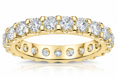 2 Ct Moissanite Eternity Ring Womens Wedding Band 14k Yellow Gold
