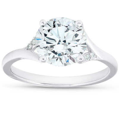 2 1/2 Ct Moissanite & Diamond Engagement Ring 14k White Gold