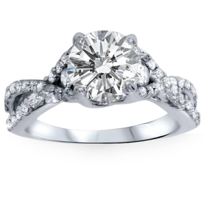 2 1/2ct Moissanite & Diamond Infinity Engagement Ring in White Gold