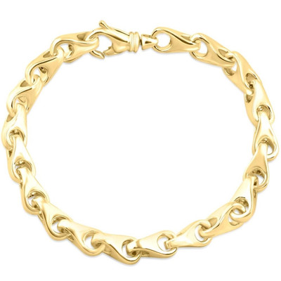 Men's Solid Seed 14k Gold (38gram) or Platinum (62gram) 6.5mm Link Bracelet 8"