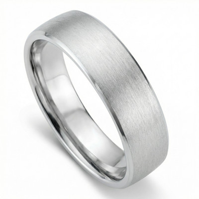 Men's Brushed Beveled Edge Weddign Band 14k Gold or Platinum