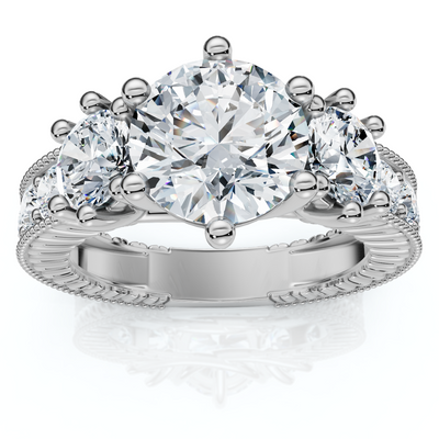 Certified 3 1/2Ct Elizabeth Diamond Engagement Vintage Ring 14k Gold Lab Grown