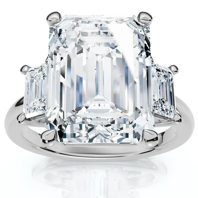 Certified 6 3/4Ct Rachel Emerald Cut Diamond Engagement Ring 14k Gold