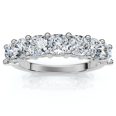 1 3/8Ct Cushion Cut Seven Stone Wedding Ring 14k Gold Lab Grown