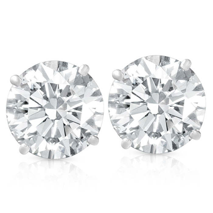 4 Ct TW Round Moissanite Studs 14k White Gold