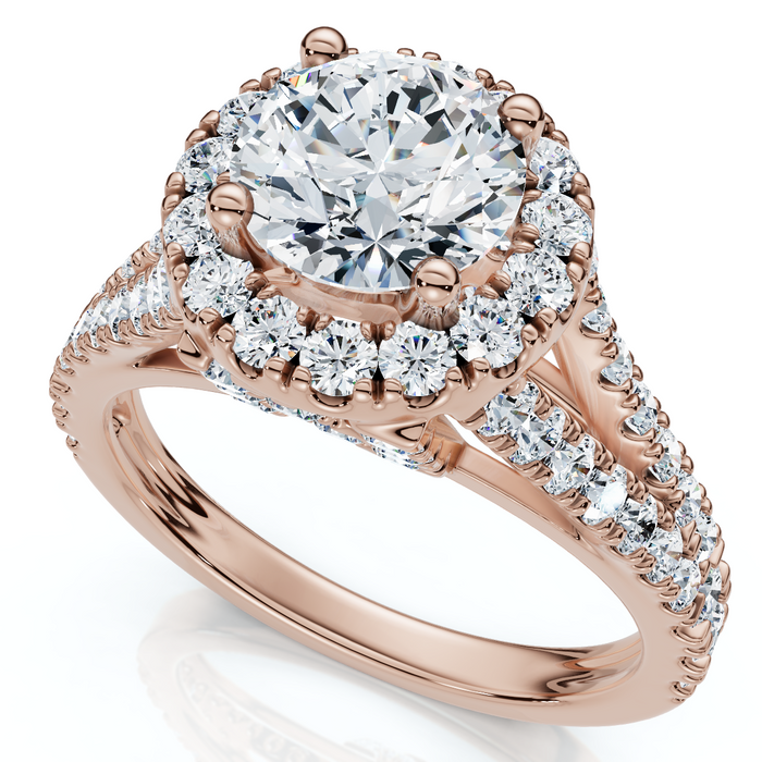 1 3/4Ct Diamond & Moissanite Halo Engagement Ring in 10k Gold 1 3/4Ct Diamond & Moissanite Halo Engagement Ring in 10k Gold