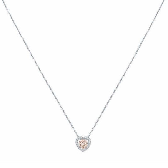 1Ct Morganite & Lab Grown Diamond Heart Pendant 14k White Gold Women's Necklace