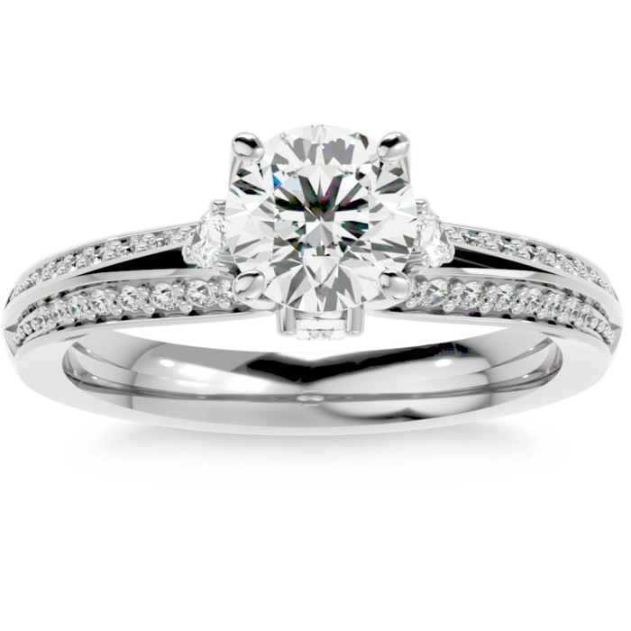 1 1/3Ct Diamond & Moissanite Accent Engagement Ring in 10k Gold