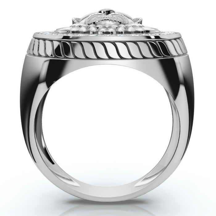 3/8Ct Men's Diamond Lion Head Pink Ring in 10k White or Yellow Gold