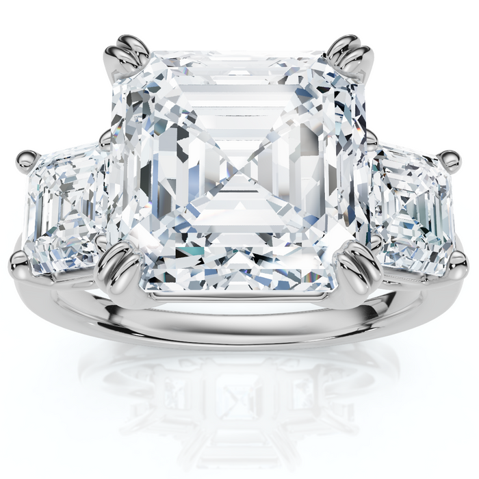 Certified 6Ct Asscher Cut Diamond Engagement Ring 14k Gold Lab Grown