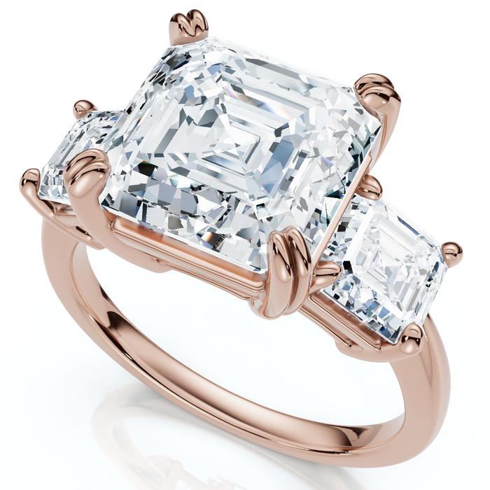 Certified 6Ct Asscher Cut Diamond Engagement Ring 14k Gold Lab Grown