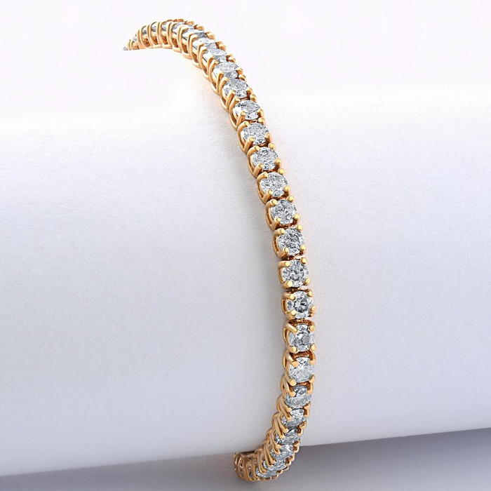 5 Carat TW Round Cut Lab Grown Diamond Tennis Bracelet 14k Yellow Gold Lab Grown