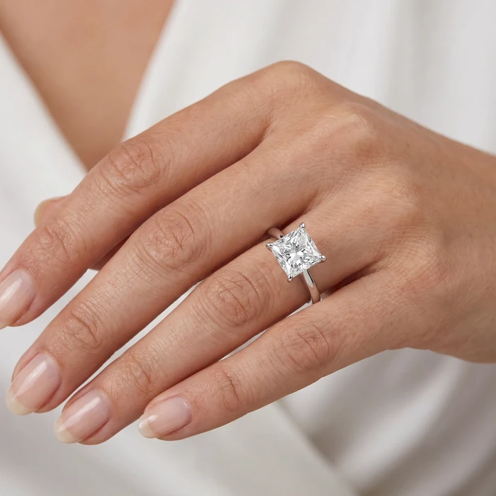 2 1/2Ct Princess Cut Solitaire Diamond Engagement Ring 14k White Gold Lab Grown