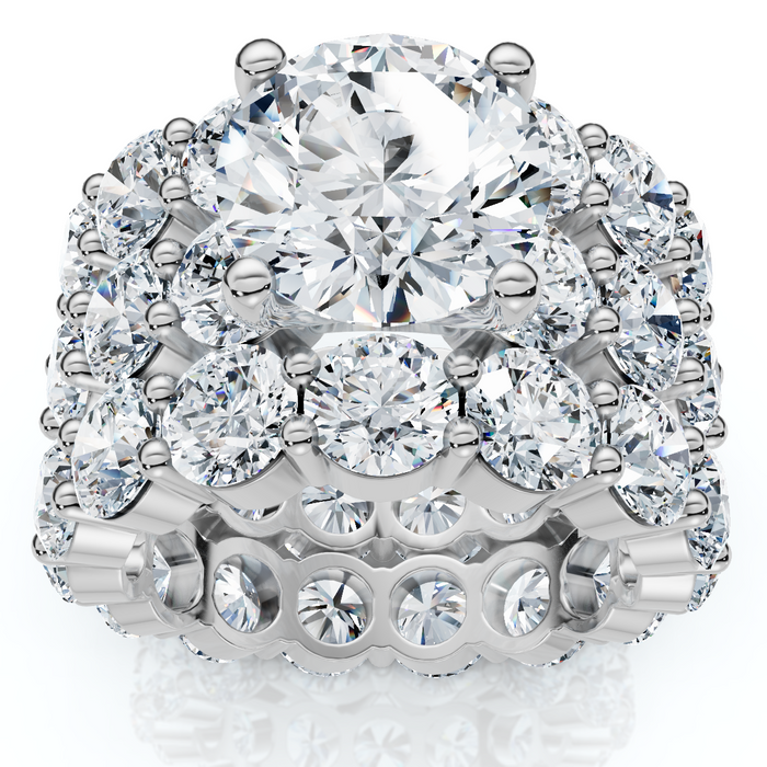 15Ct TW Diamond Eternity Engagement Wedding Ring Set 14k White Gold Lab Grown