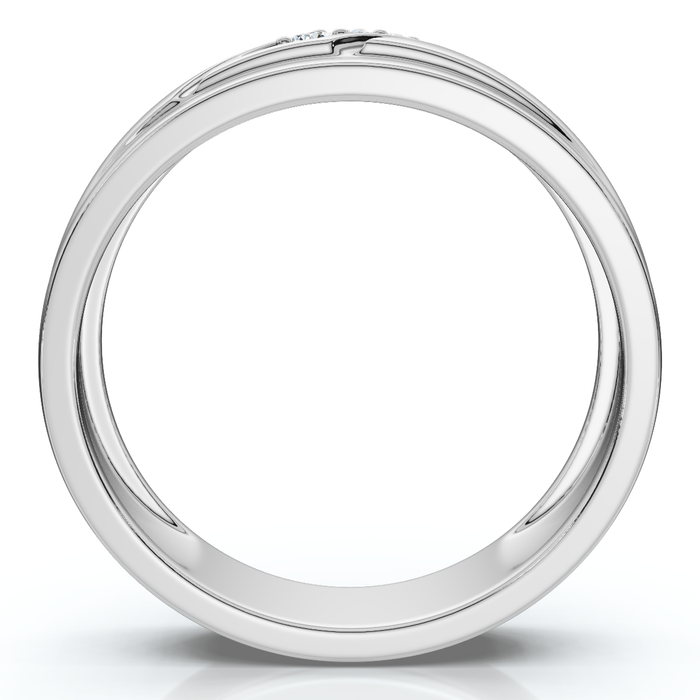 1/16Ct TW Three Stone Men's Brushed Diamond Lab Grown Wedding Ring in 14k Gold