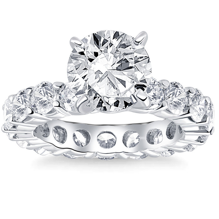 5 1/2Ct TW Round Cut Diamond Eternity Engagement Ring 14k White Gold Lab Grown