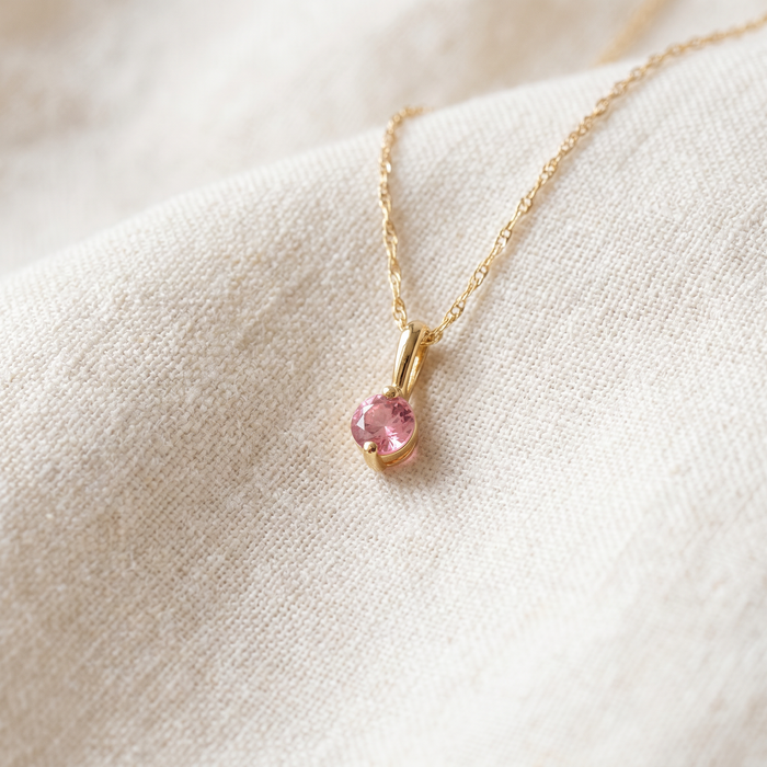 1/4Ct Pink Diamond Solitaire Pendant 14k Yellow Gold 18" Necklace Lab Grown