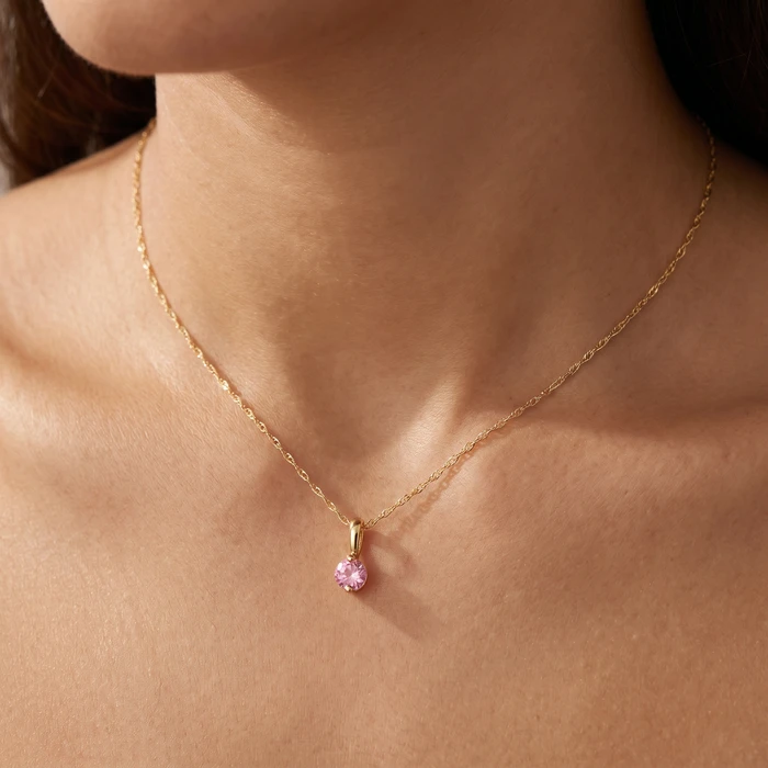 1/4Ct Pink Diamond Solitaire Pendant 14k Yellow Gold 18" Necklace Lab Grown