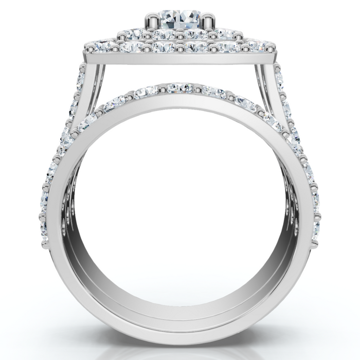 3Ct Cushion Halo Diamond Engagement Wedding Ring Set Lab Grown 10k