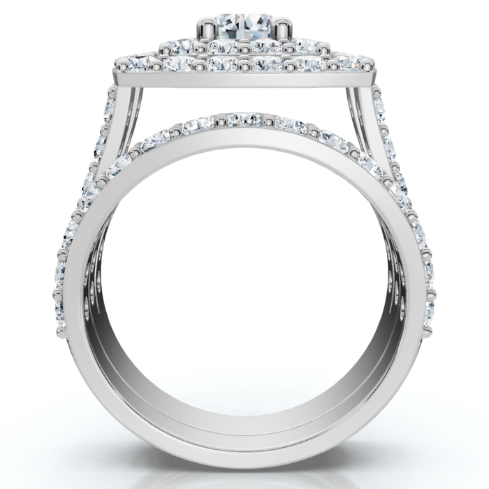 3Ct Cushion Halo Diamond Engagement Wedding Ring Set Lab Grown 10k