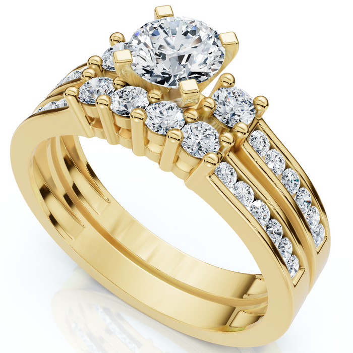 1Ct Diamond Engagement Matching Wedding Ring Set 10k Gold Lab Grown