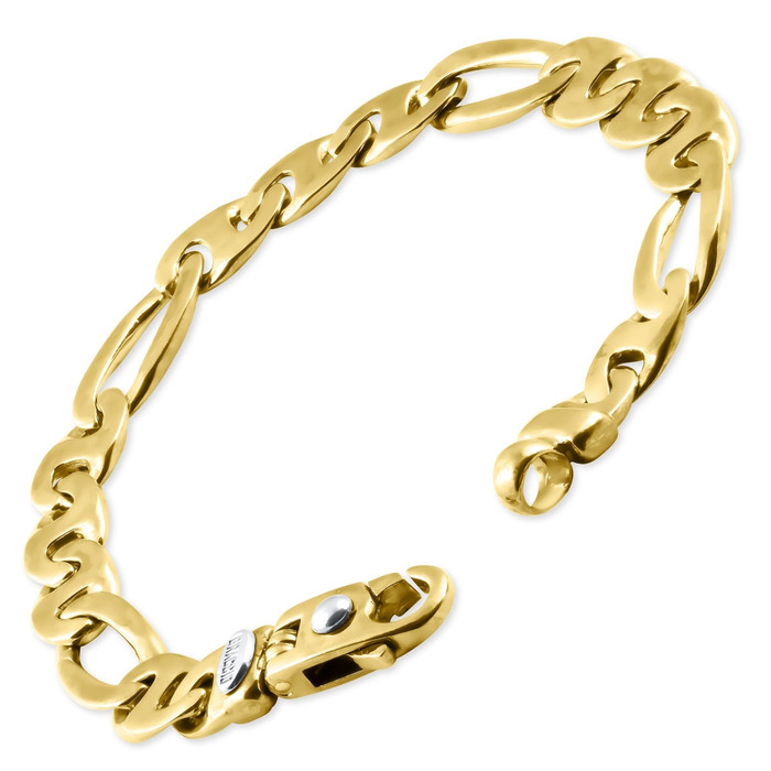 Men's Figaro Link 14k Gold (30gram) or Platinum (49gram) 9.5mm Bracelet 8.5"