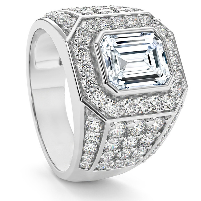 3Ct Emerald Cut Diamond Men's Ring in White, Yellow or Rose Gold Lab Grown 3Ct Emerald Cut Diamond Men's Ring in White, Yellow or Rose Gold Lab Grown