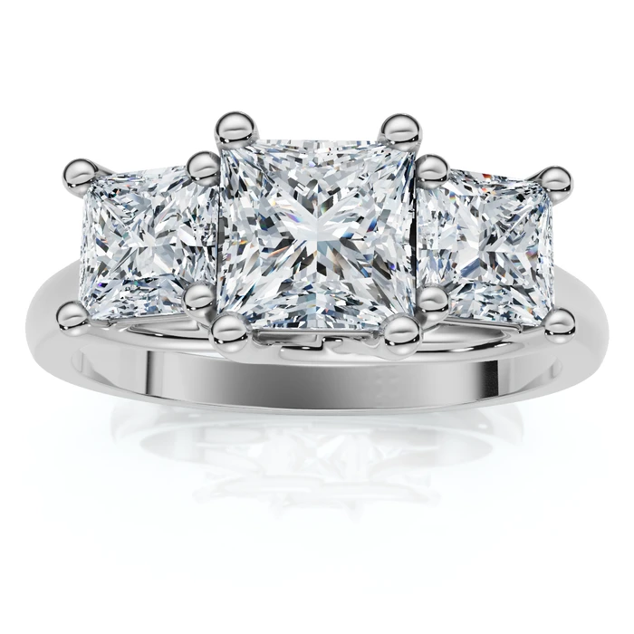 1 1/2Ct Princess Cut Diamond May Engagement 3-Stone Ring 14k Gold Lab Grown