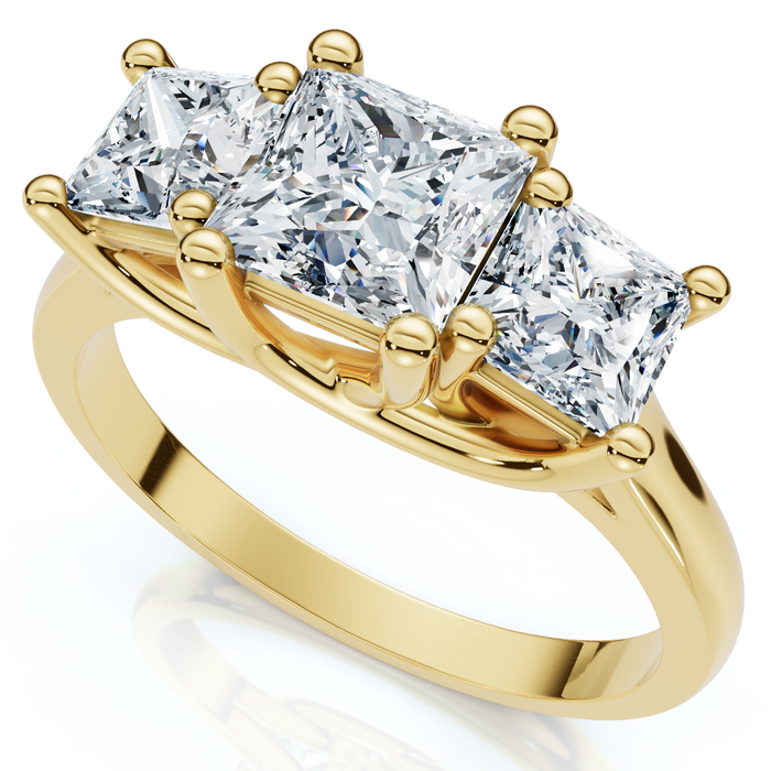 1 1/2Ct Princess Cut Diamond May Engagement 3-Stone Ring 14k Gold Lab Grown