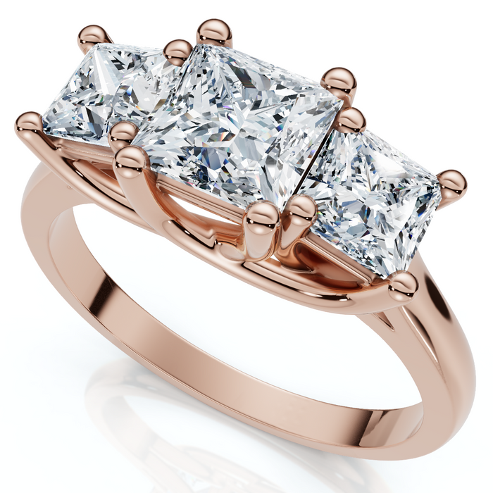 1 1/2Ct Princess Cut Diamond May Engagement 3-Stone Ring 14k Gold Lab Grown