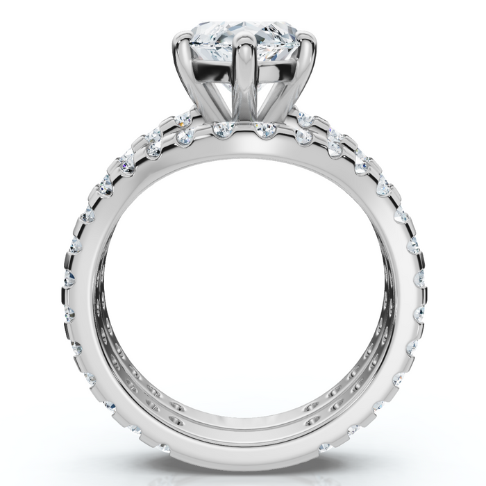 Certified 4 1/2Ct Marquise Diamond Wedding Engagement Ring Set 14k Gold Lab Grow