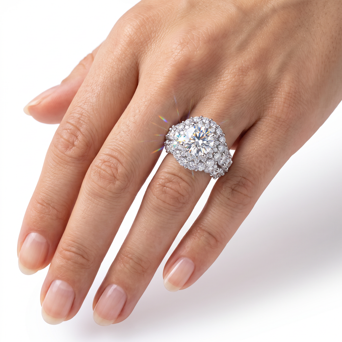 Certified 26Ct Diamond Halo Engagement Ring in 14k Gold Lab Grown