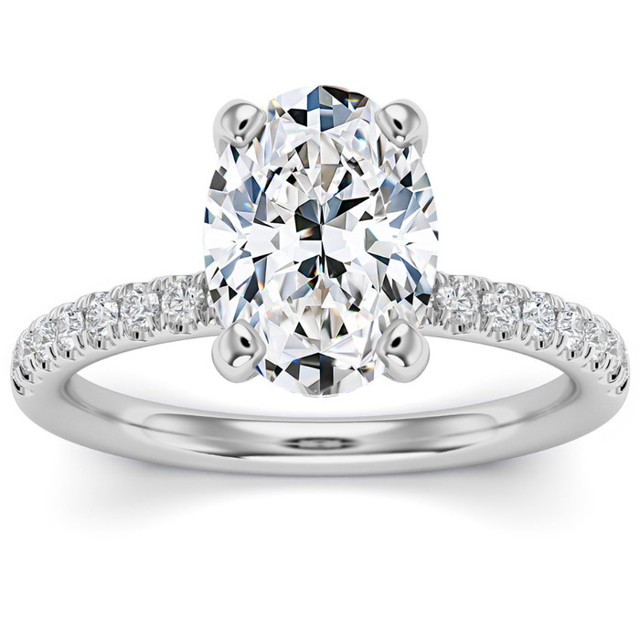 3 1/2Ct Oval Diamond Engagement Ring Lab Grown in 14k Gold Hidden Halo