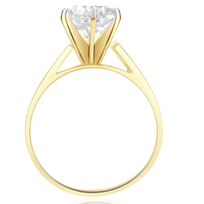 2Ct Round Moissanite Solitaire Engagement Ring Yellow Gold